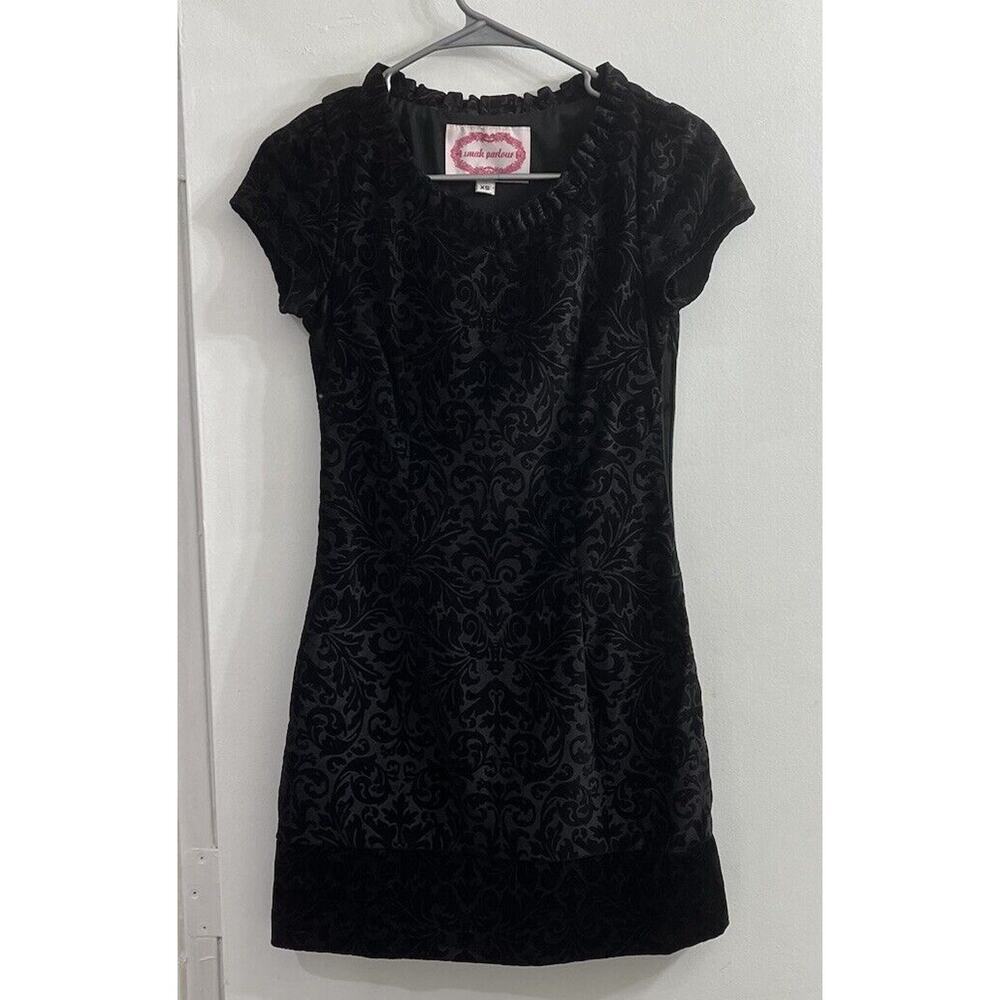 Smak Parlour Black Velvet‎ Floral Sleeveless Bodycon Mini Dress Small Whismygoth